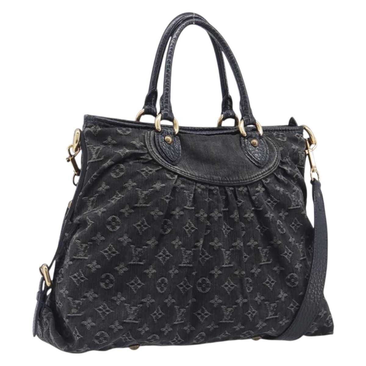 LOUIS VUITTON Monogram Denim Neo Cabby MM Hand Bag Black M95351 LV Auth ep16576A