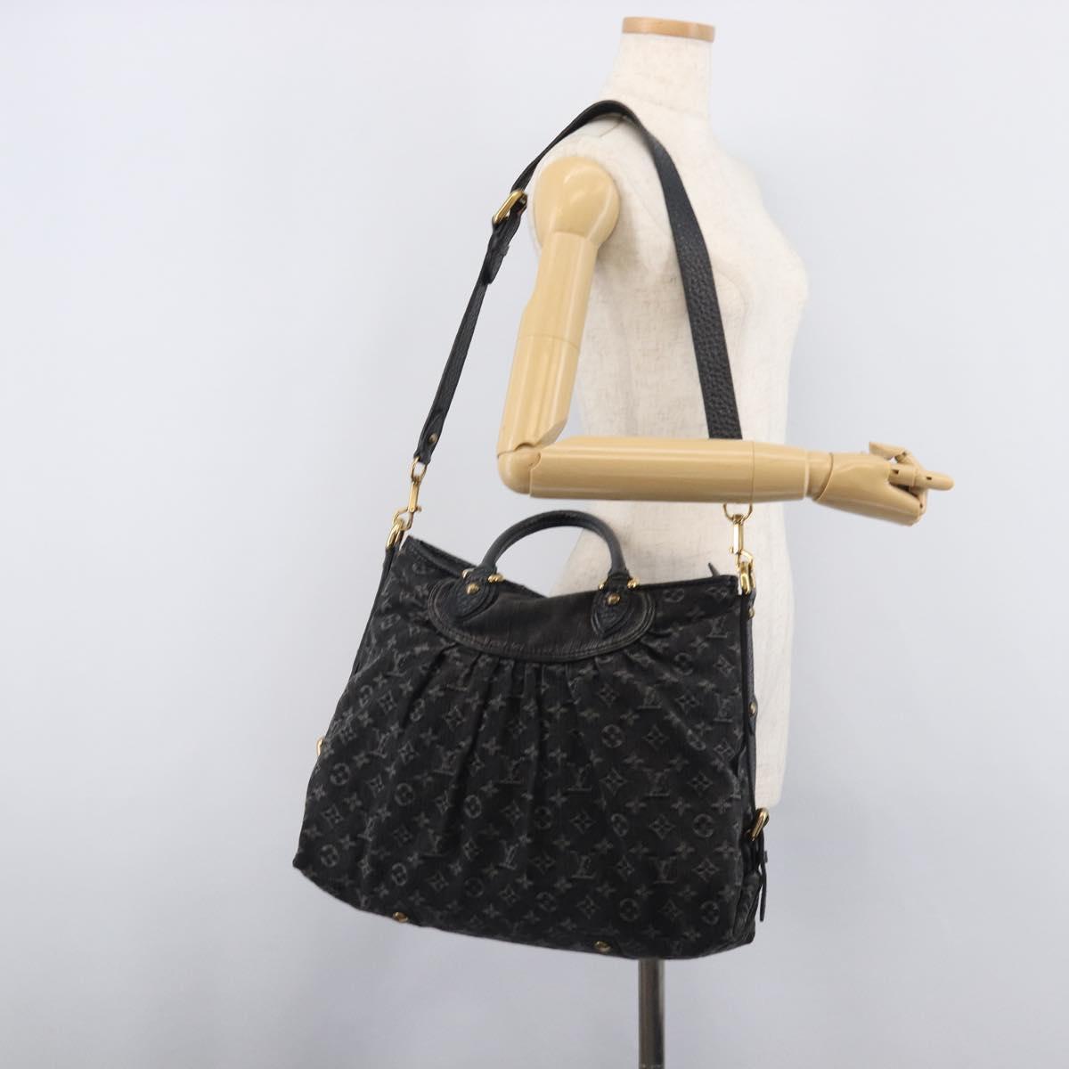 LOUIS VUITTON Monogram Denim Neo Cabby MM Hand Bag Black M95351 LV Auth ep16576A