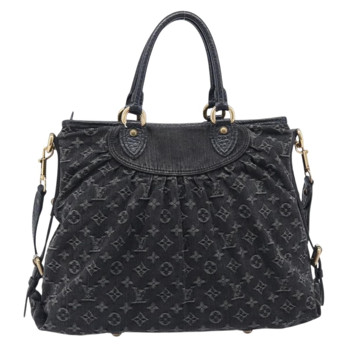 LOUIS VUITTON Monogram Denim Neo Cabby MM Hand Bag Black M95351 LV Auth ep16576A
