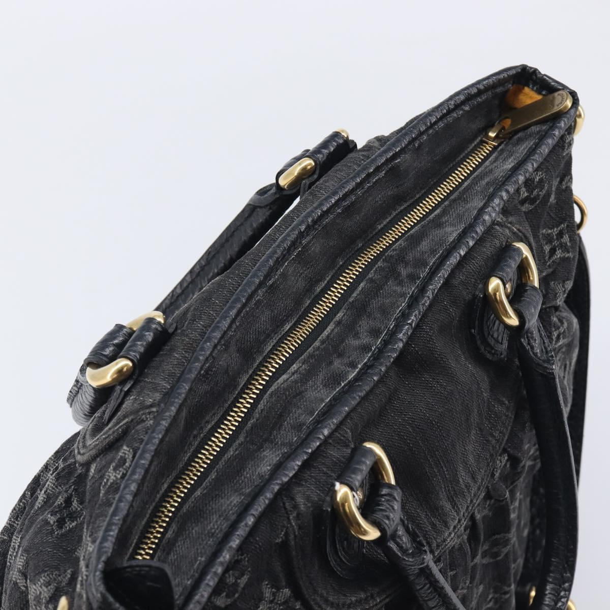 LOUIS VUITTON Monogram Denim Neo Cabby MM Hand Bag Black M95351 LV Auth ep16576A