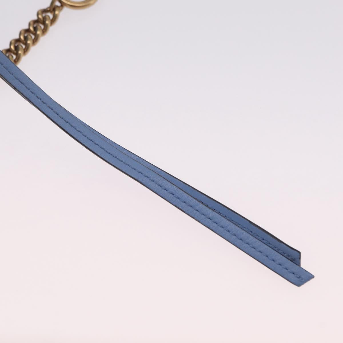 GUCCI GG Marmont Chain Shoulder Bag Leather Light Blue Gold 448065 Auth ep16588V