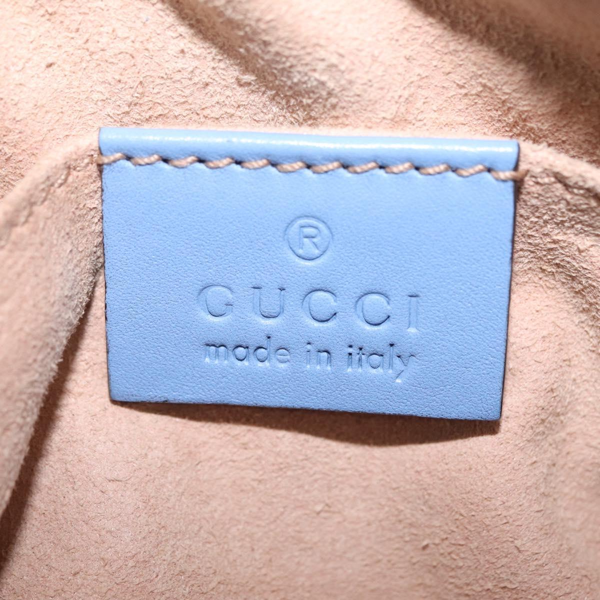 GUCCI GG Marmont Chain Shoulder Bag Leather Light Blue Gold 448065 Auth ep16588V
