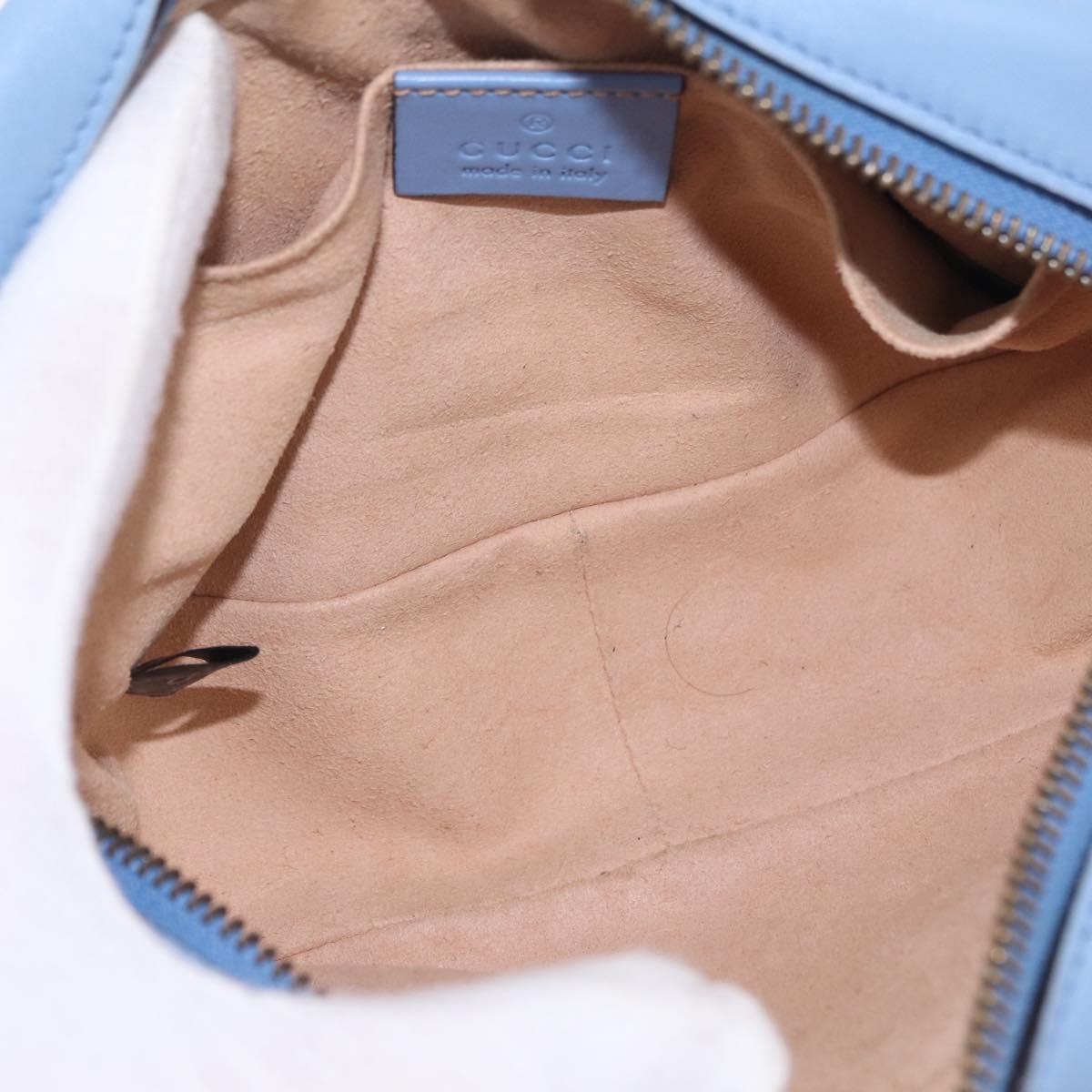 GUCCI GG Marmont Chain Shoulder Bag Leather Light Blue Gold 448065 Auth ep16588V