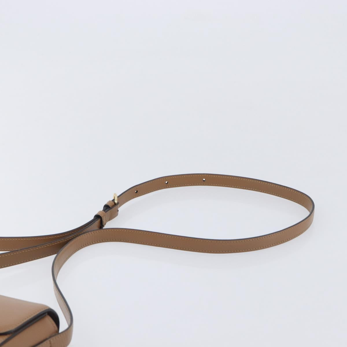 CELINE Triomphe Shoulder Bag Leather Beige Gold Tone Auth ep16591M