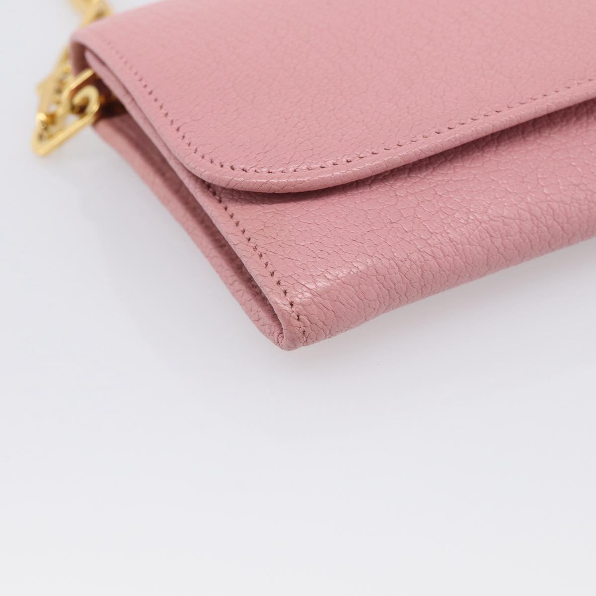 Miu Miu Chain Shoulder Wallet Leather Pink Gold Tone Auth ep16592V