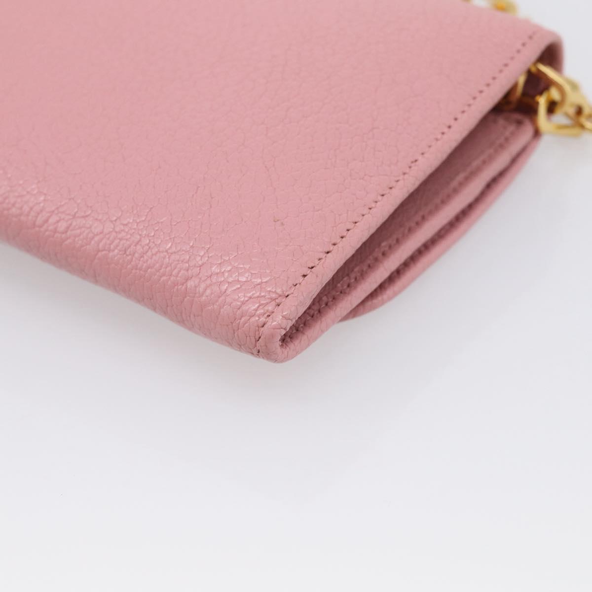 Miu Miu Chain Shoulder Wallet Leather Pink Gold Tone Auth ep16592V