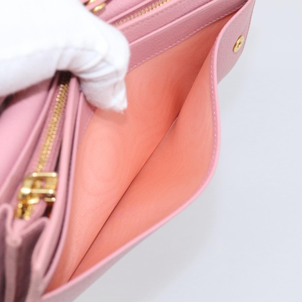 Miu Miu Chain Shoulder Wallet Leather Pink Gold Tone Auth ep16592V
