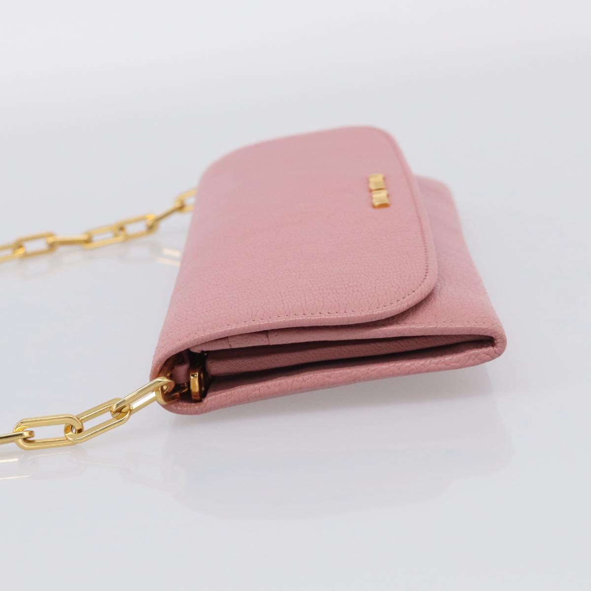 Miu Miu Chain Shoulder Wallet Leather Pink Gold Tone Auth ep16592V