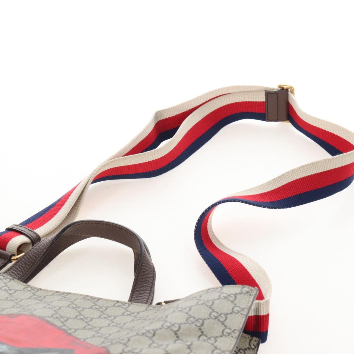 GUCCI GG Supreme Tote Bag PVC 2way Beige Red 450950 Auth ep16594A
