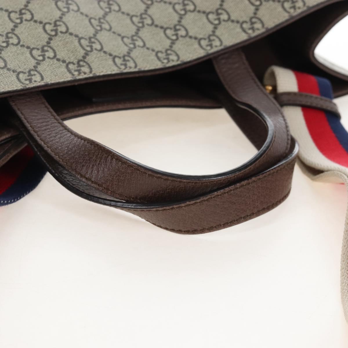 GUCCI GG Supreme Tote Bag PVC 2way Beige Red 450950 Auth ep16594A