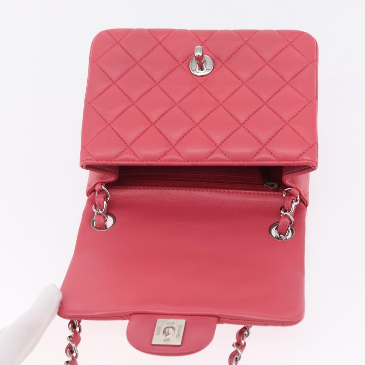 CHANEL Mini Matelasse 17 Chain Shoulder Bag Lamb Skin Pink Auth ep16597SAM