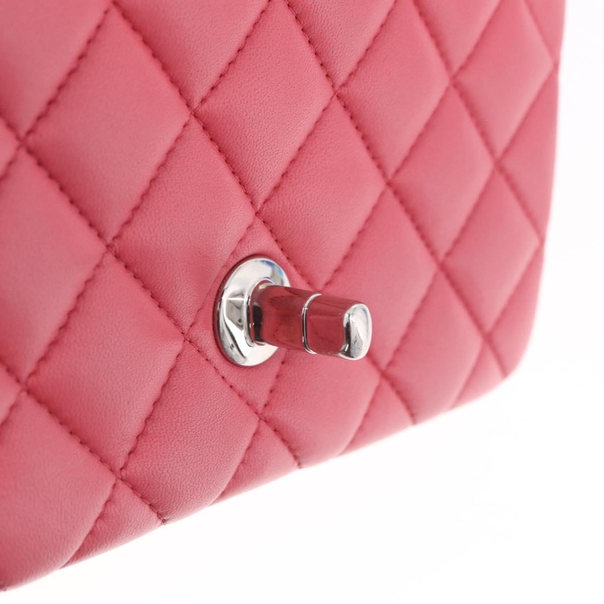 CHANEL Mini Matelasse 17 Chain Shoulder Bag Lamb Skin Pink Auth ep16597SAM