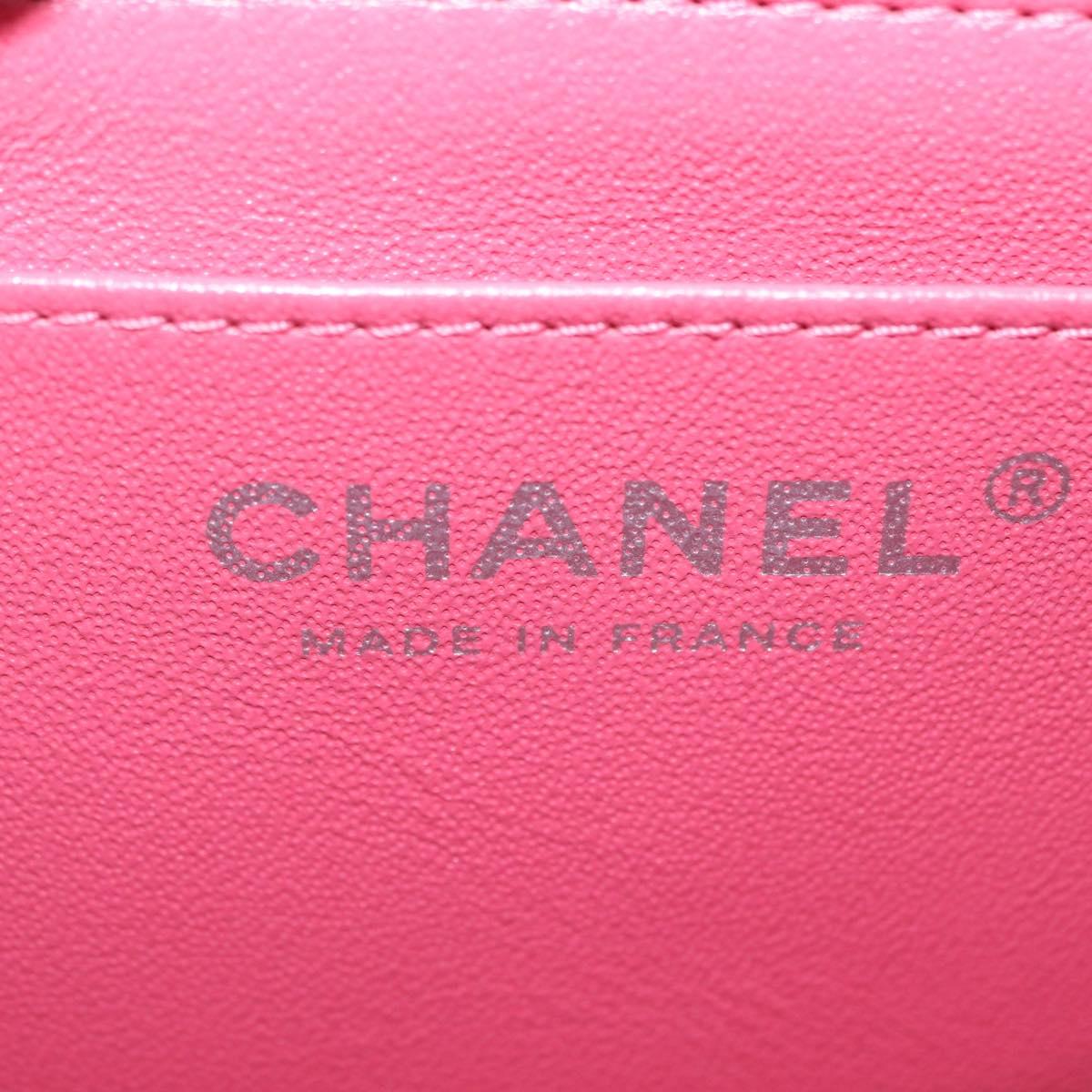 CHANEL Mini Matelasse 17 Chain Shoulder Bag Lamb Skin Pink Auth ep16597SAM