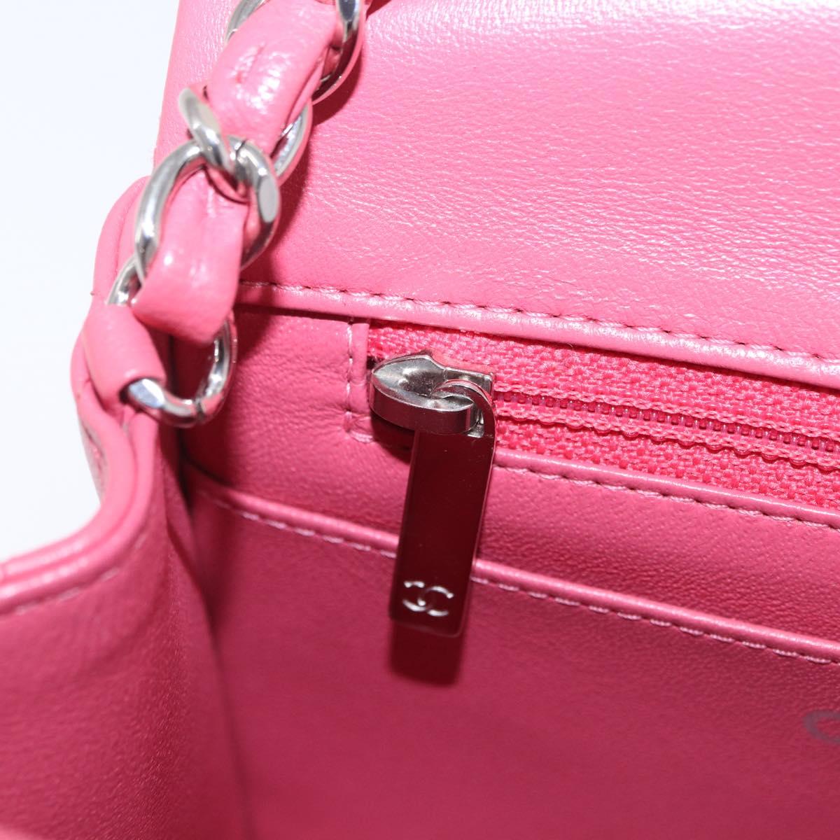 CHANEL Mini Matelasse 17 Chain Shoulder Bag Lamb Skin Pink Auth ep16597SAM