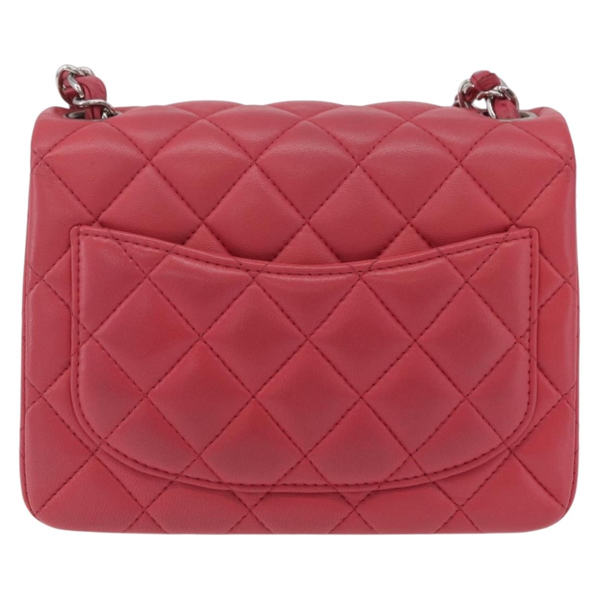 CHANEL Mini Matelasse 17 Chain Shoulder Bag Lamb Skin Pink Auth ep16597SAM