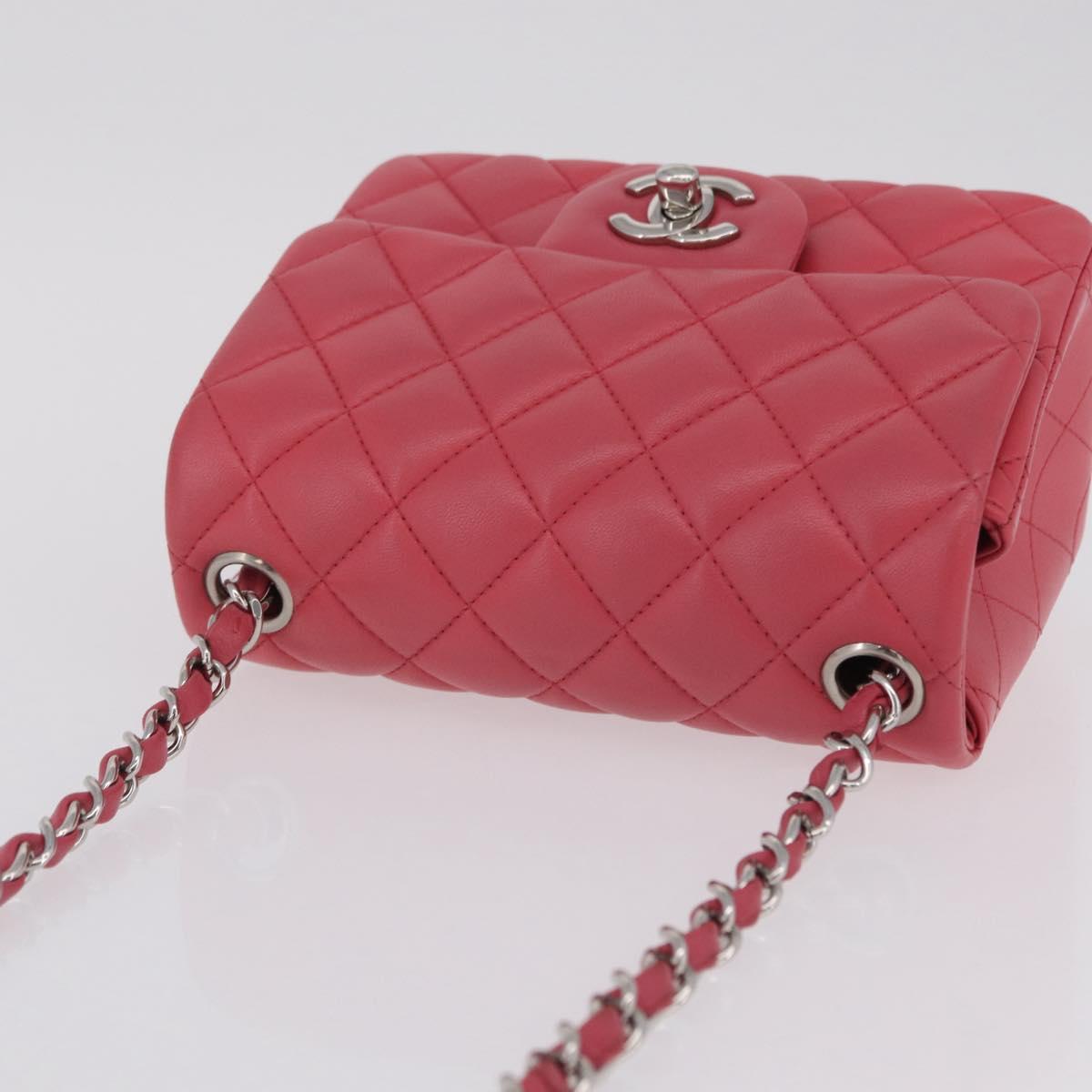 CHANEL Mini Matelasse 17 Chain Shoulder Bag Lamb Skin Pink Auth ep16597SAM