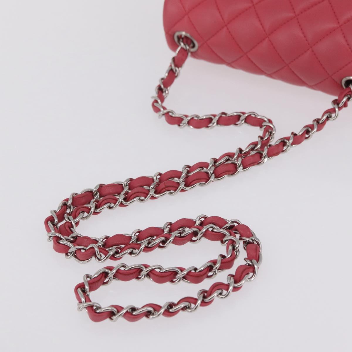 CHANEL Mini Matelasse 17 Chain Shoulder Bag Lamb Skin Pink Auth ep16597SAM