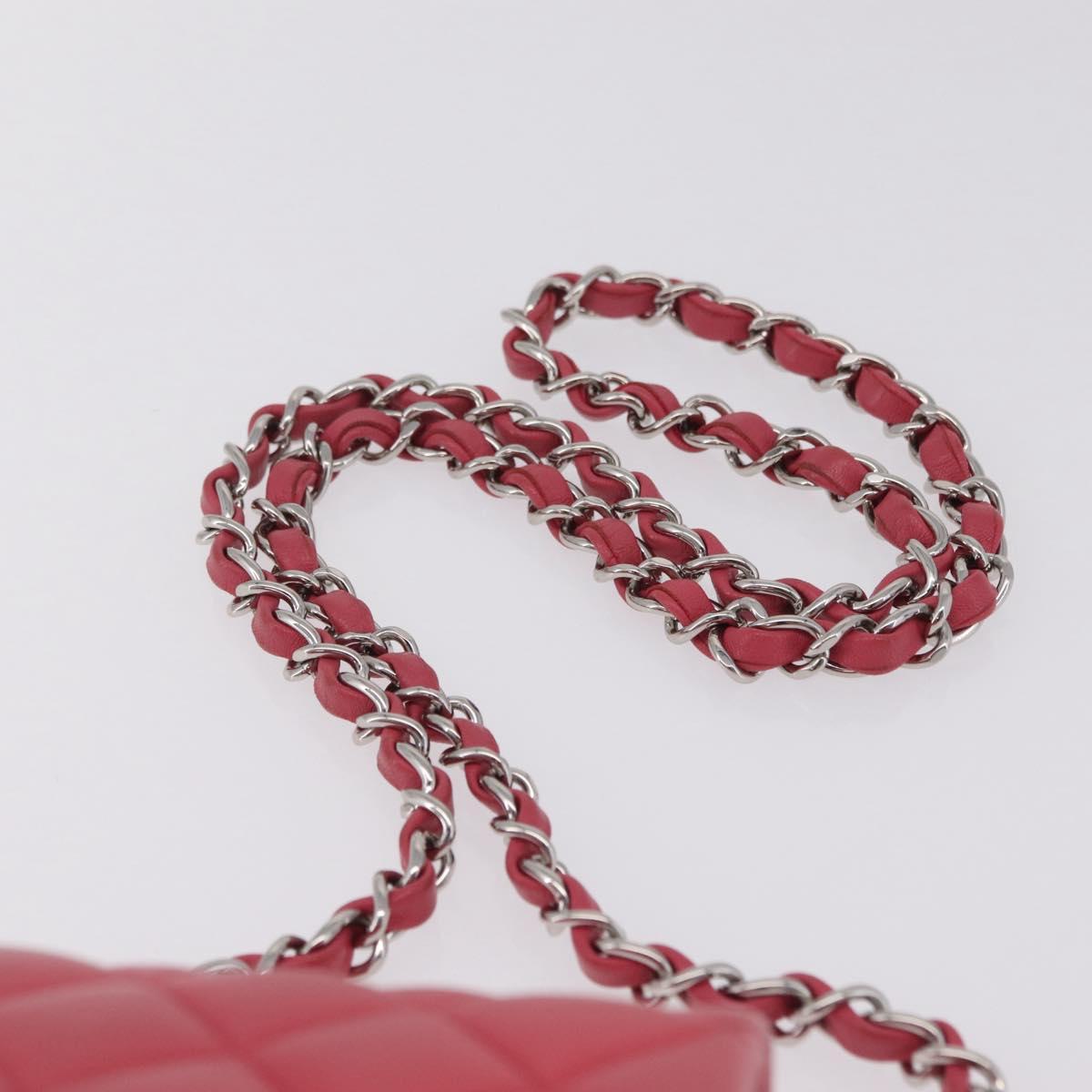 CHANEL Mini Matelasse 17 Chain Shoulder Bag Lamb Skin Pink Auth ep16597SAM
