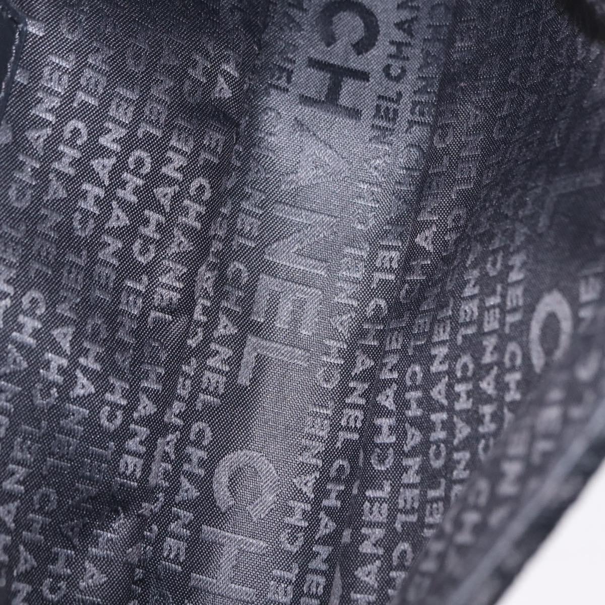 CHANEL Jacquard Chain Shoulder Bag Cotton Black Silver CC Auth ep16600SM