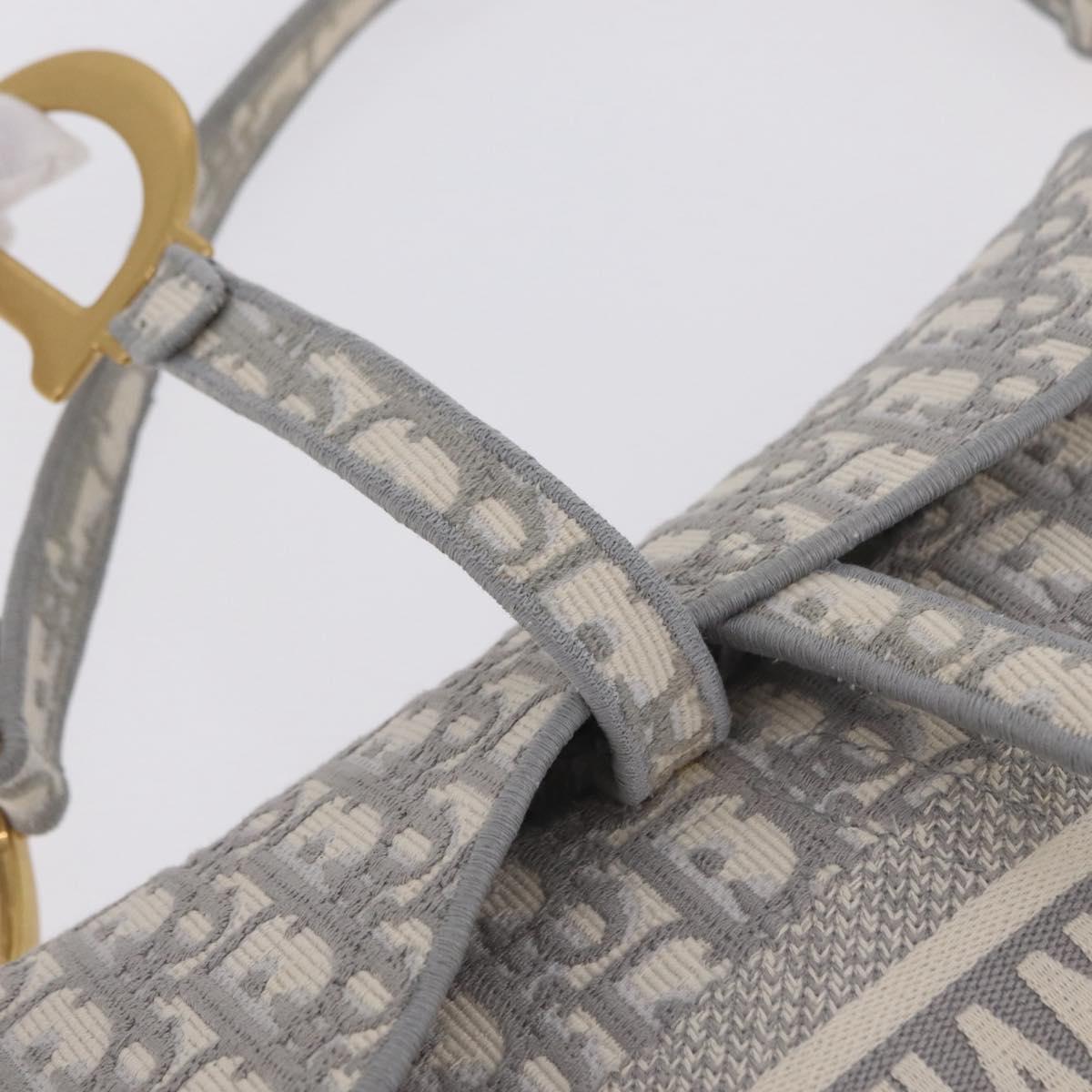 Christian Dior Oblique Saddle Shoulder Bag Canvas Gray Gold Tone Auth ep16633SAM