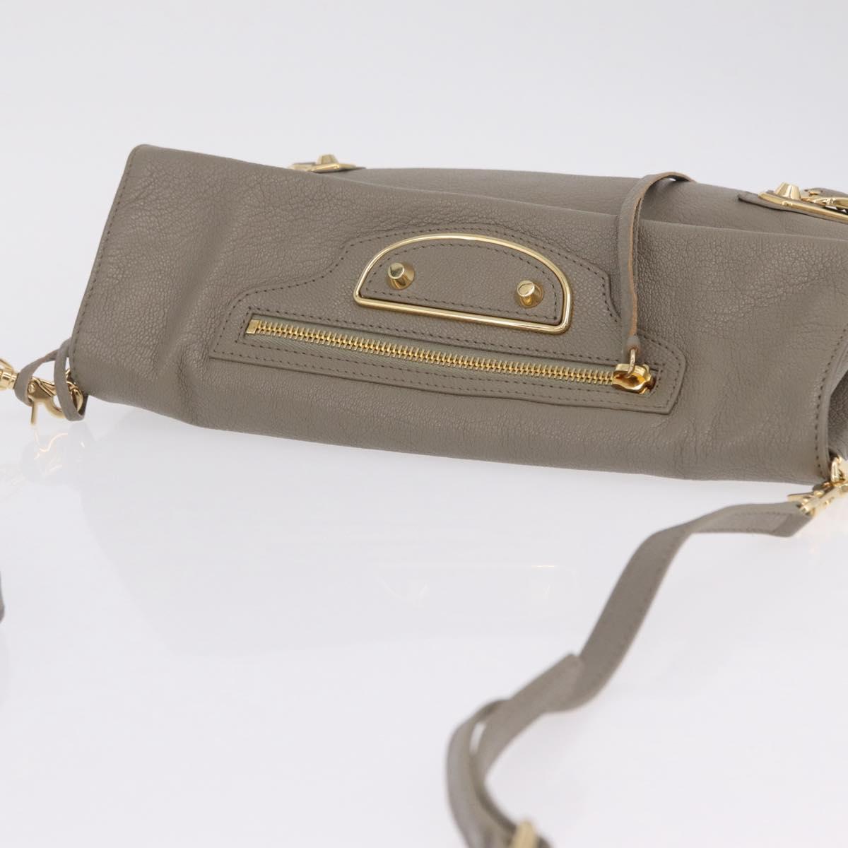 Balenciaga Classic Envelope Shoulder Bag Leather Beige Gold 390167 Auth ep16634M