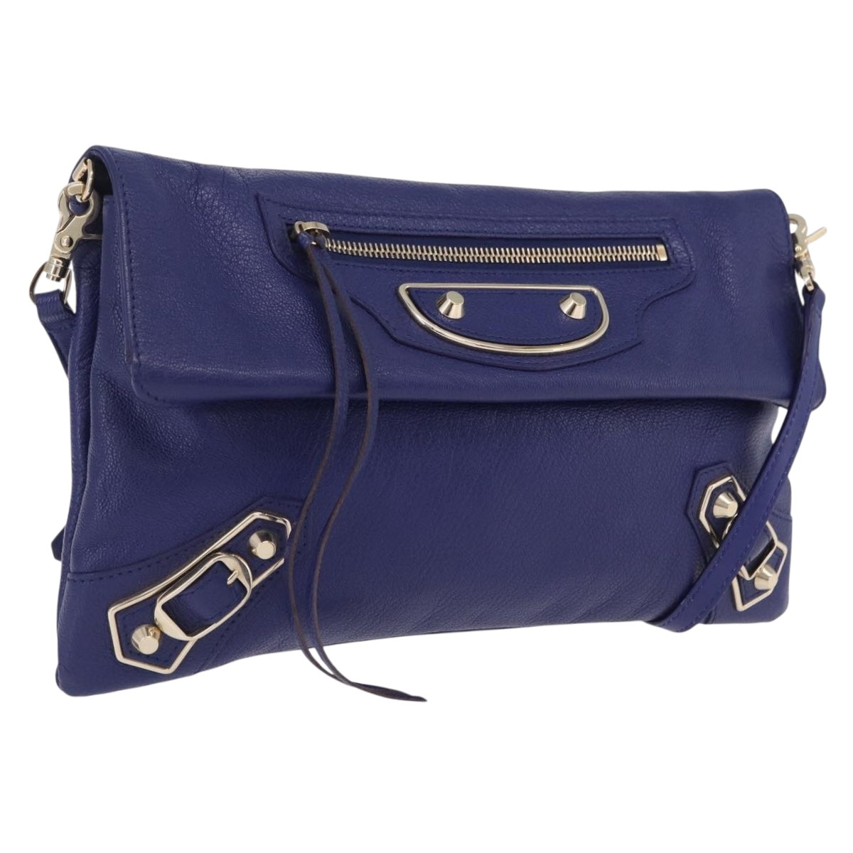 Balenciaga Classic Envelope Shoulder Bag Leather Blue 319376 Auth ep16636M