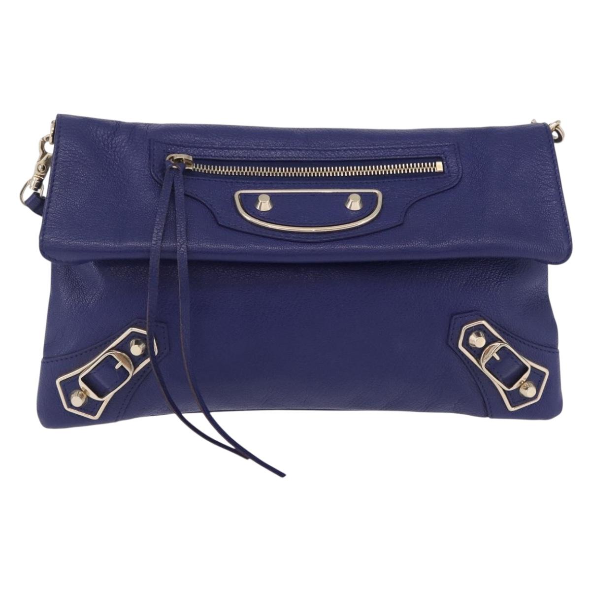 Balenciaga Classic Envelope Shoulder Bag Leather Blue 319376 Auth ep16636M
