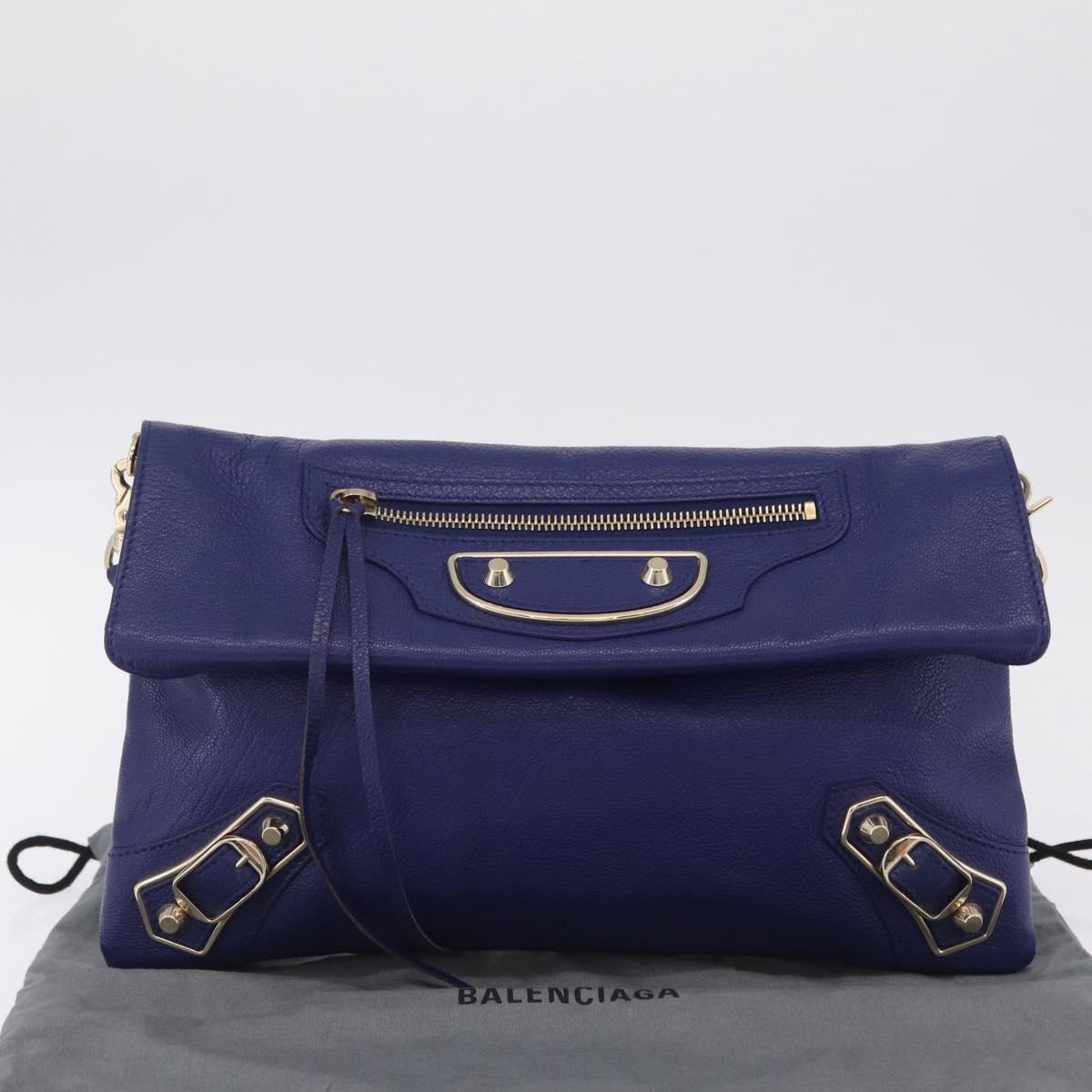 Balenciaga Classic Envelope Shoulder Bag Leather Blue 319376 Auth ep16636M