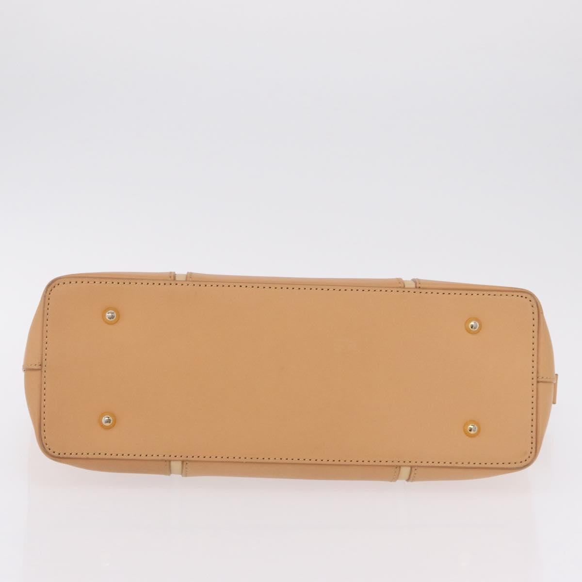 BURBERRY Hand Bag Leather Beige Gold Tone Auth ep16641A