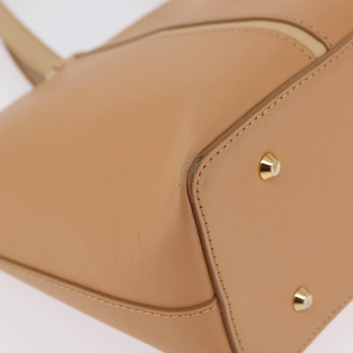 BURBERRY Hand Bag Leather Beige Gold Tone Auth ep16641A