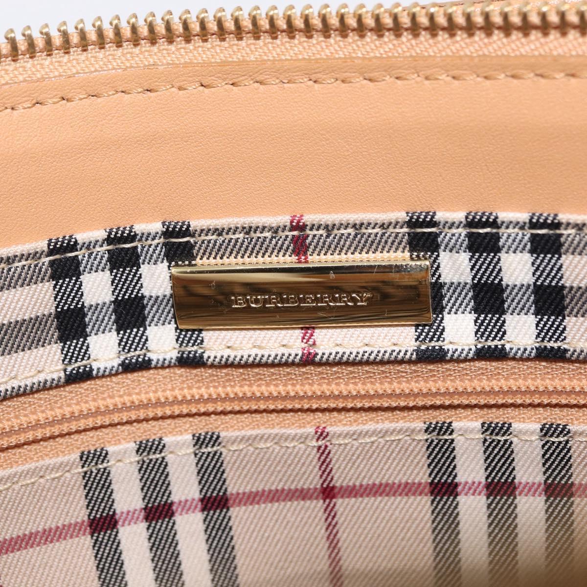 BURBERRY Hand Bag Leather Beige Gold Tone Auth ep16641A