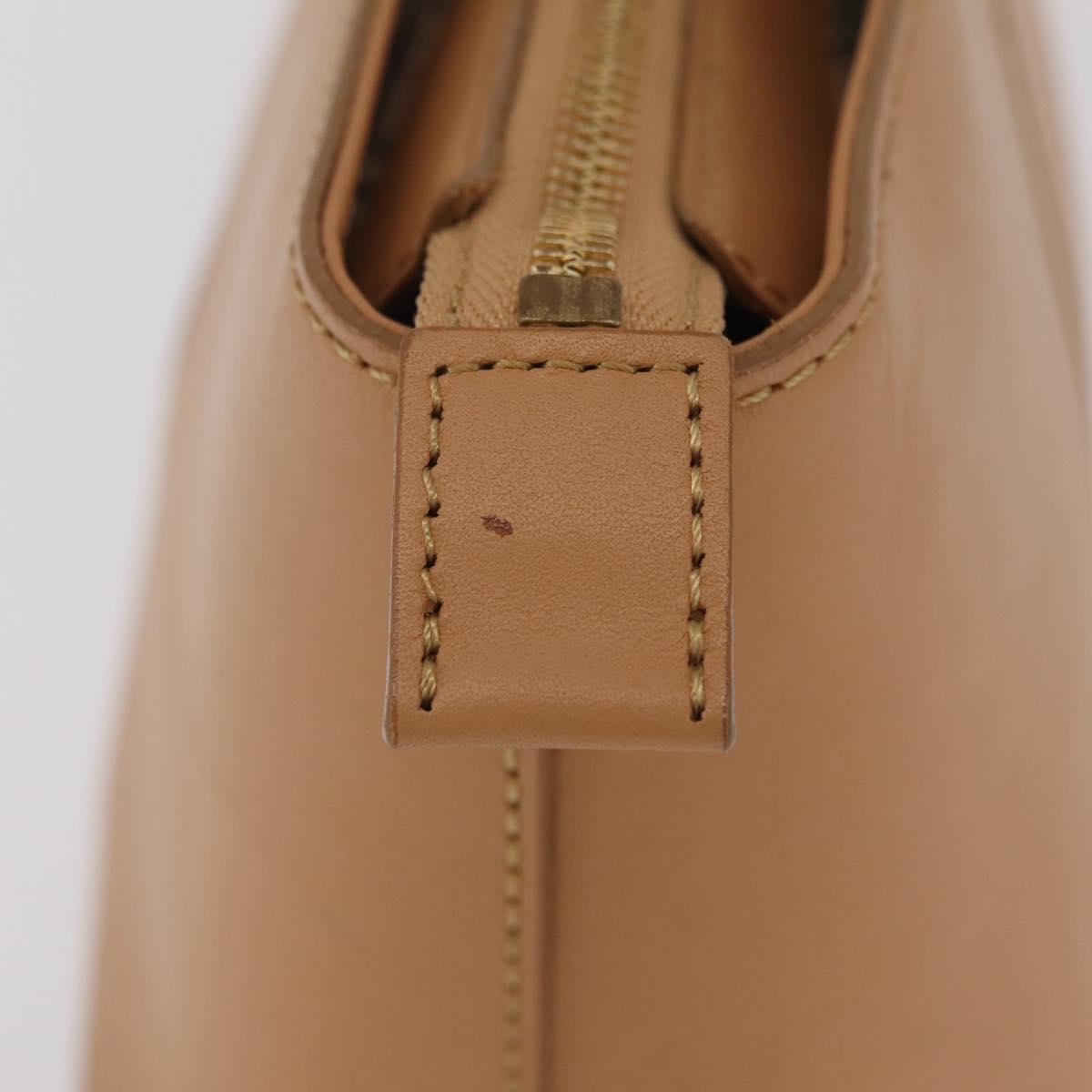 BURBERRY Hand Bag Leather Beige Gold Tone Auth ep16641A