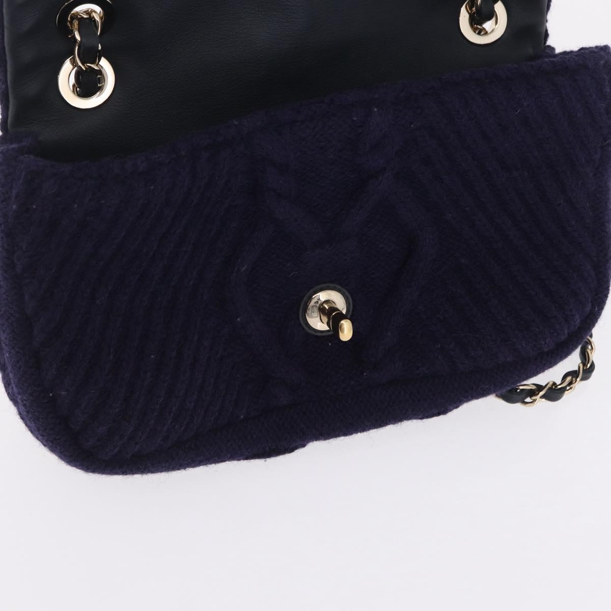 CHANEL Chain Shoulder Bag Knit Purple Gold Tone Paris-Hamburg Auth ep16644SAM