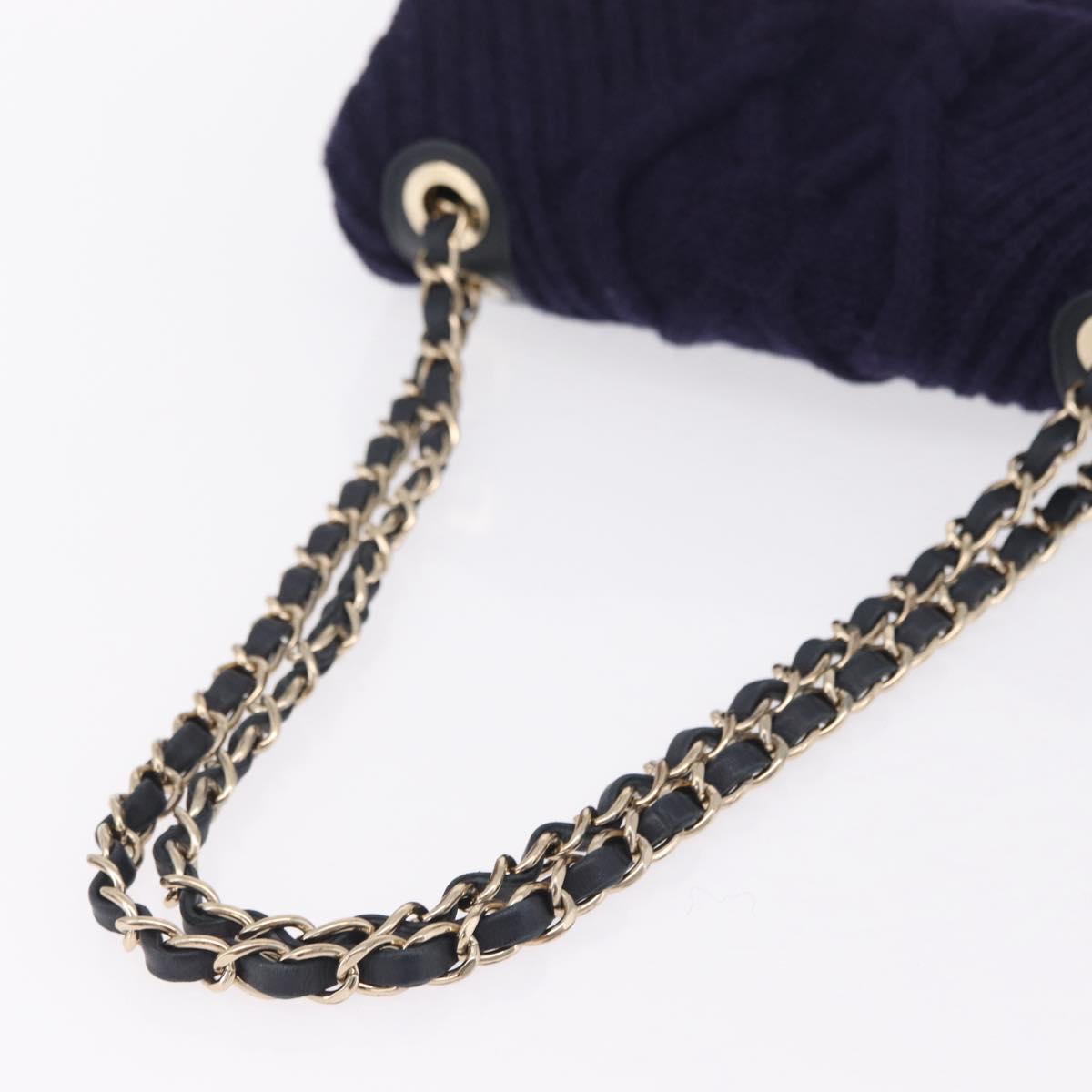 CHANEL Chain Shoulder Bag Knit Purple Gold Tone Paris-Hamburg Auth ep16644SAM