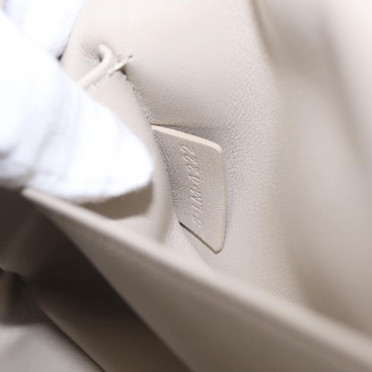 CELINE Chain Shoulder Bag Leather Beige Gold Tone Auth ep16645M