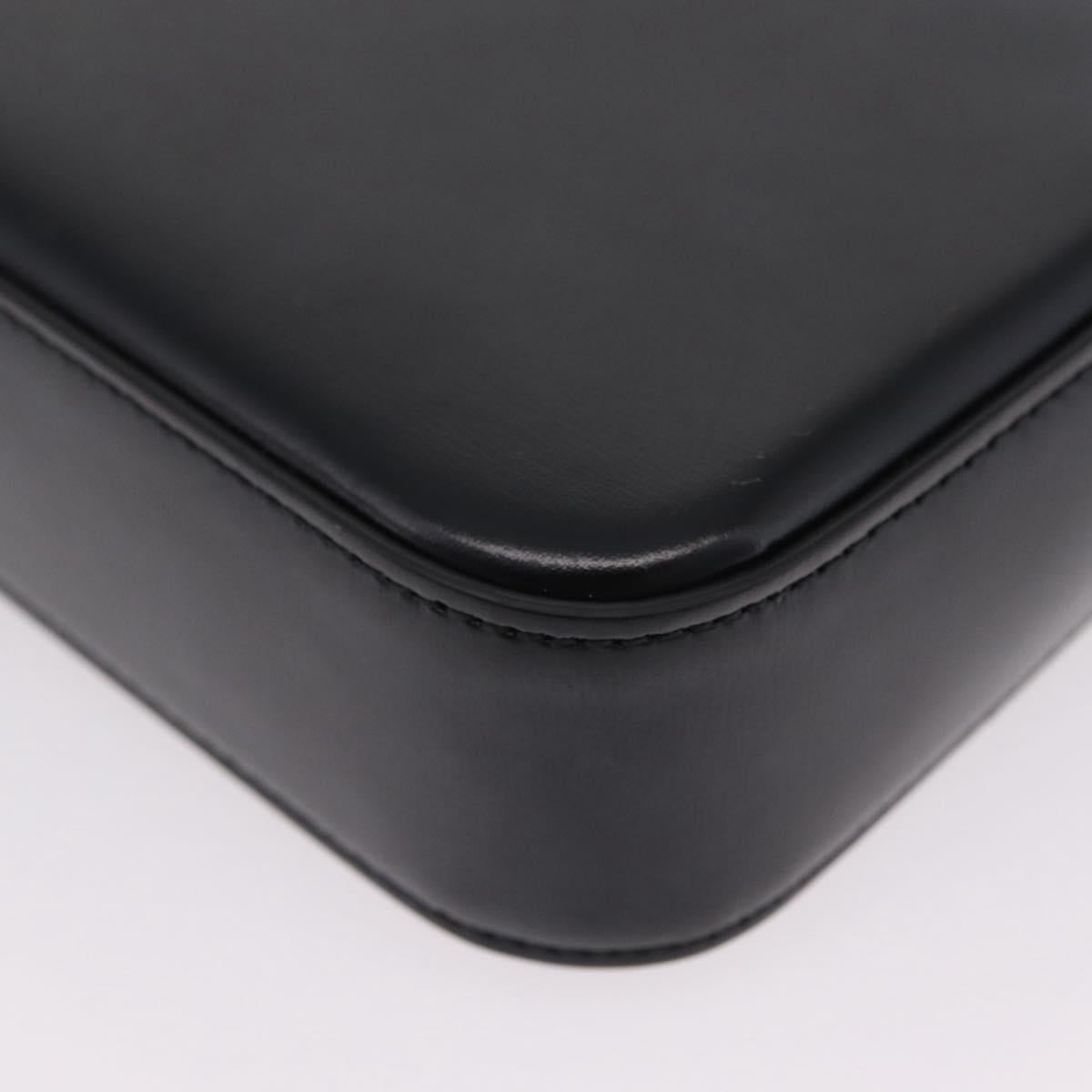 CELINE Triomphe Chain Shoulder Bag Leather Black Gold Tone Auth ep16652M