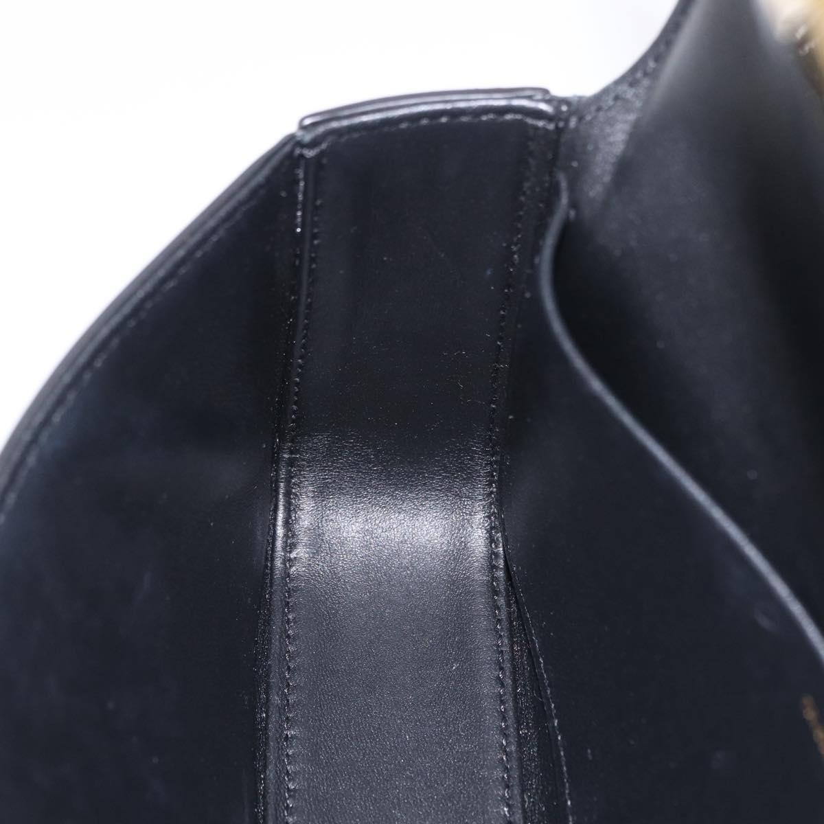 CELINE Triomphe Chain Shoulder Bag Leather Black Gold Tone Auth ep16652M