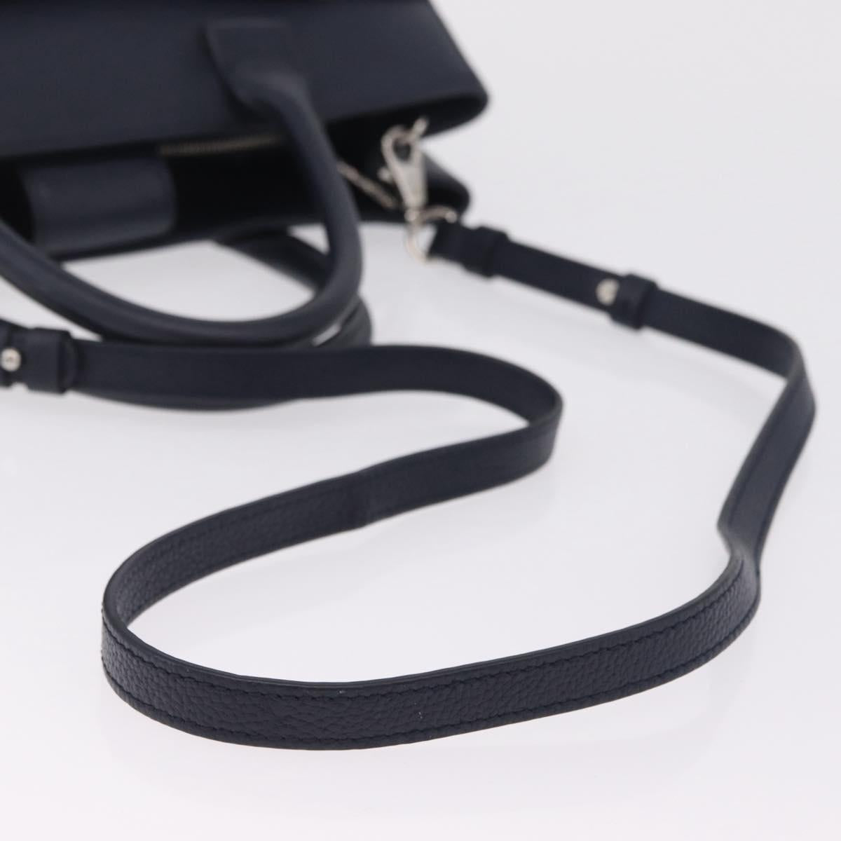 CHANEL Neo Executive Hand Bag Leather 2way Navy Silver CC Auth ep16658SAM