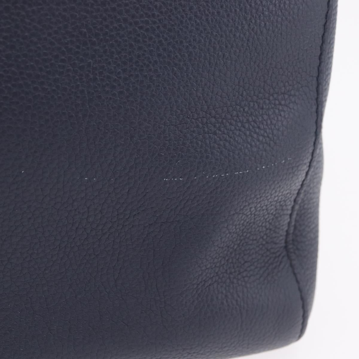 CHANEL Neo Executive Hand Bag Leather 2way Navy Silver CC Auth ep16658SAM