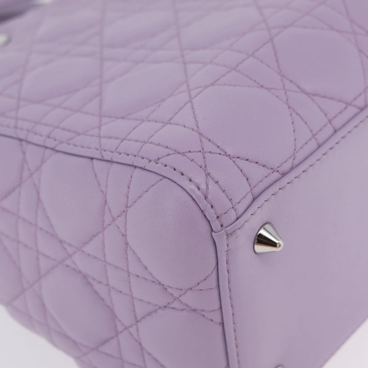 Christian Dior Lady Dior Canage Hand Bag Lamb Skin 2way Purple Auth ep16659SAM