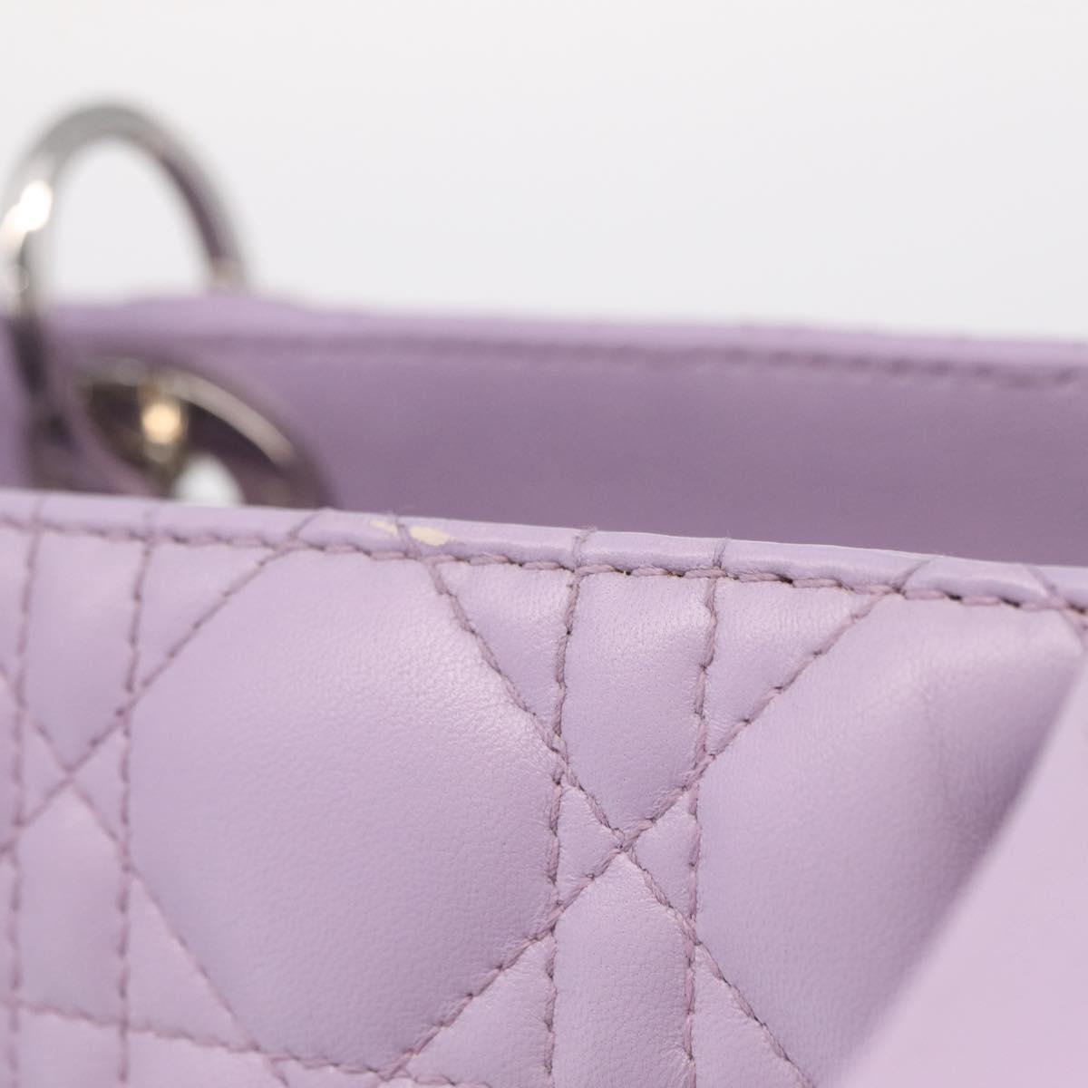 Christian Dior Lady Dior Canage Hand Bag Lamb Skin 2way Purple Auth ep16659SAM