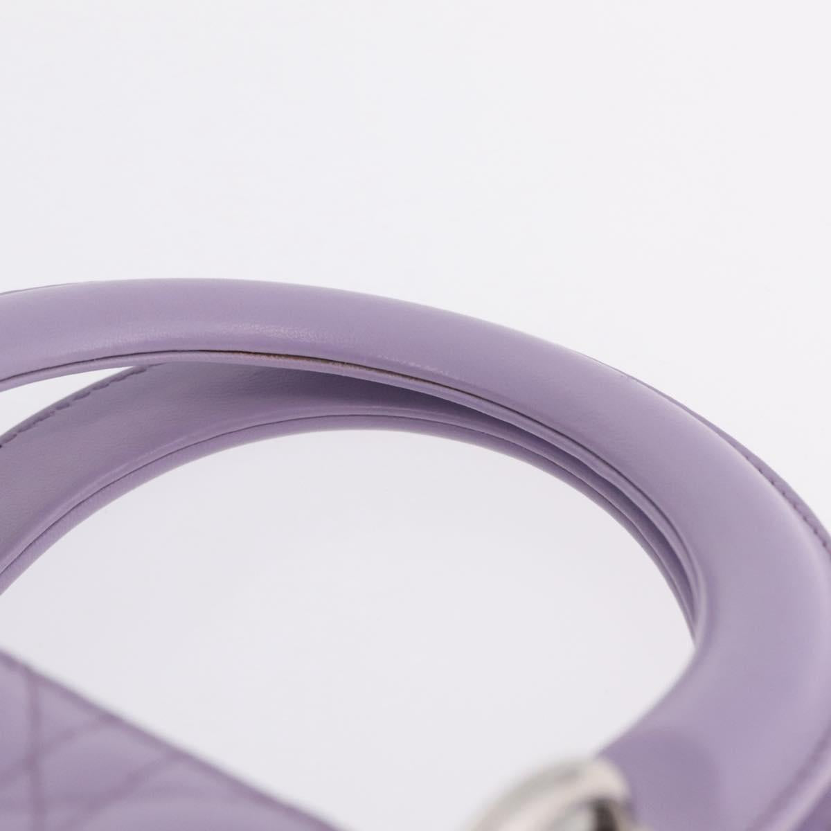 Christian Dior Lady Dior Canage Hand Bag Lamb Skin 2way Purple Auth ep16659SAM