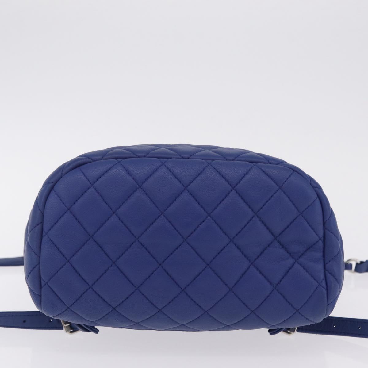 CHANEL Matelasse Chain Backpack Lamb Skin Blue Silver CC Auth ep16668SAM