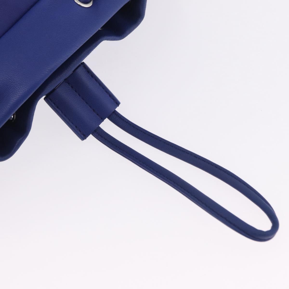 CHANEL Matelasse Chain Backpack Lamb Skin Blue Silver CC Auth ep16668SAM