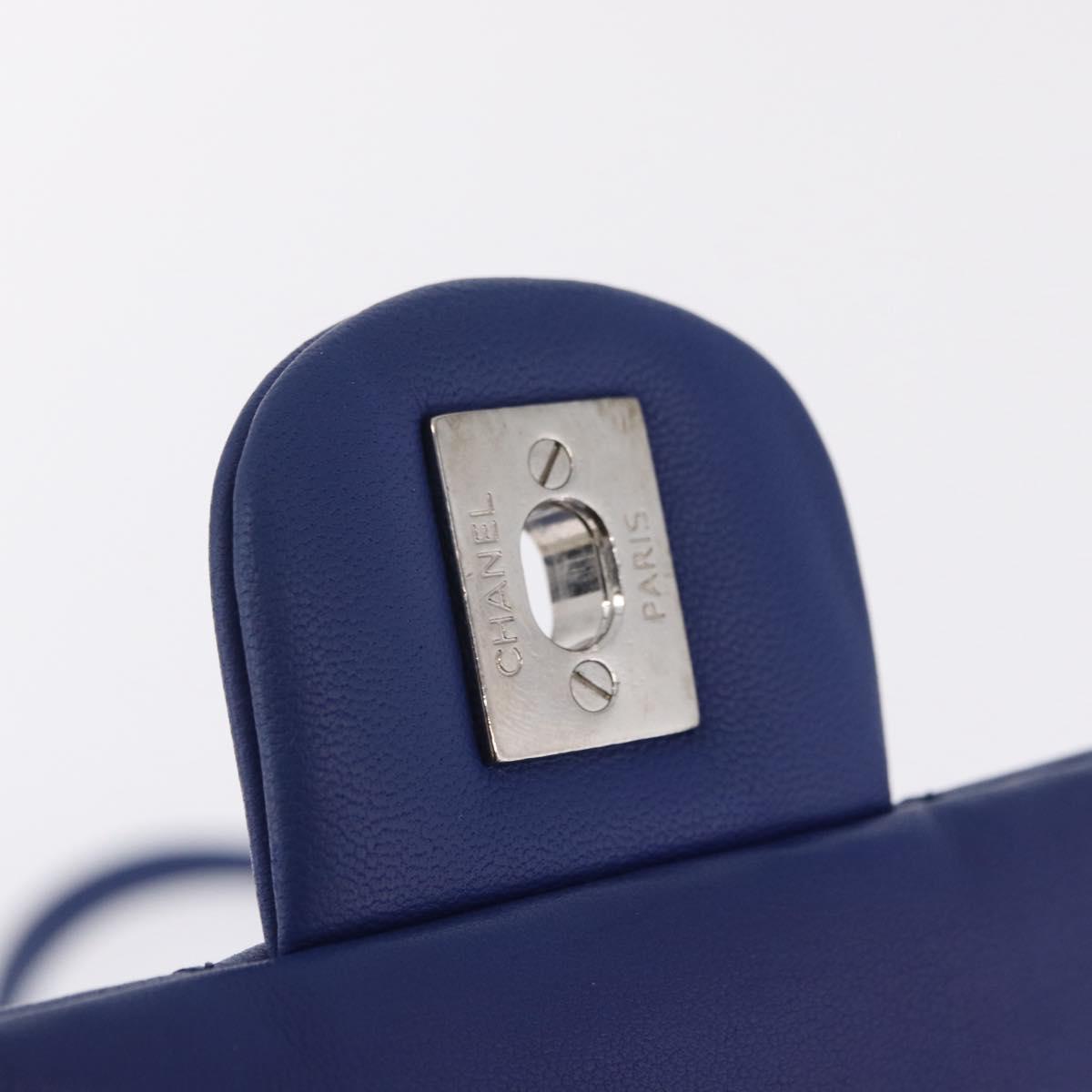 CHANEL Matelasse Chain Backpack Lamb Skin Blue Silver CC Auth ep16668SAM