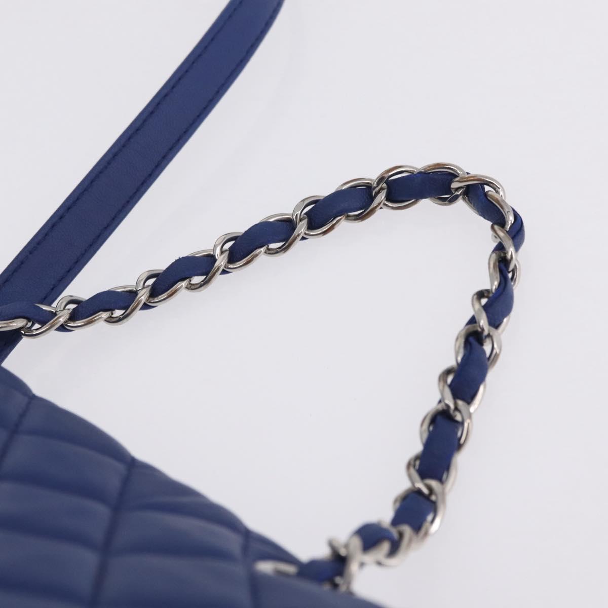 CHANEL Matelasse Chain Backpack Lamb Skin Blue Silver CC Auth ep16668SAM