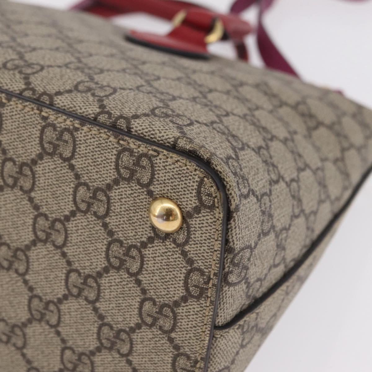 GUCCI GG Supreme Hand Bag PVC 2way Beige Gold Tone 409534 Auth ep16669V