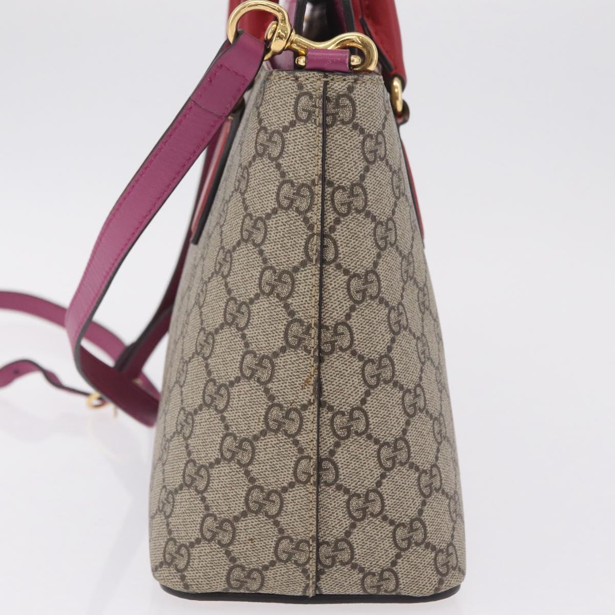 GUCCI GG Supreme Hand Bag PVC 2way Beige Gold Tone 409534 Auth ep16669V