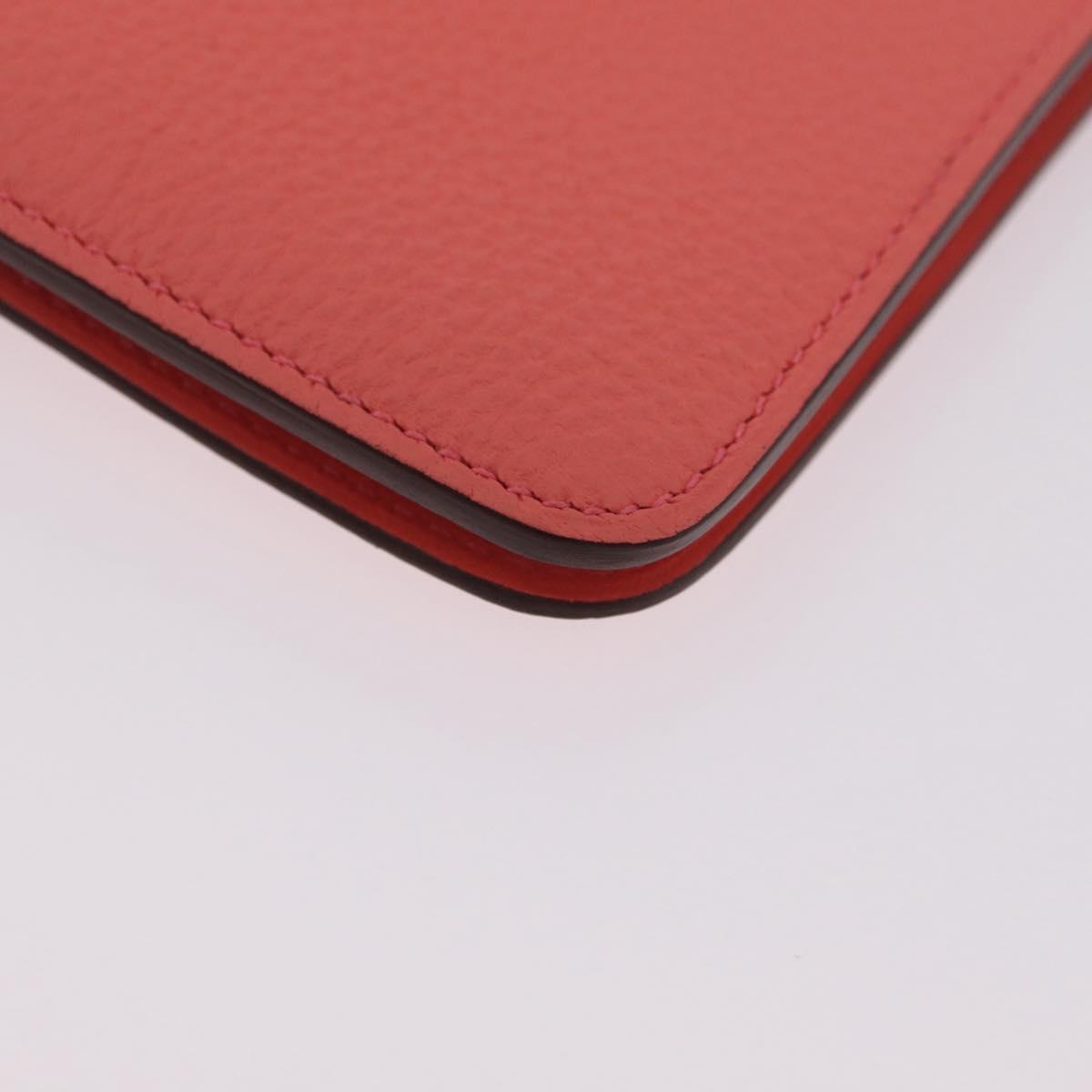 HERMES Dogon Compact Bifold Wallet Leather Pink Silver Auth ep16674SM