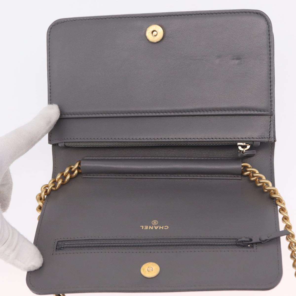 CHANEL Boy Chanel Matelasse Chain Shoulder Wallet Caviar Skin CC Auth ep16675SAM
